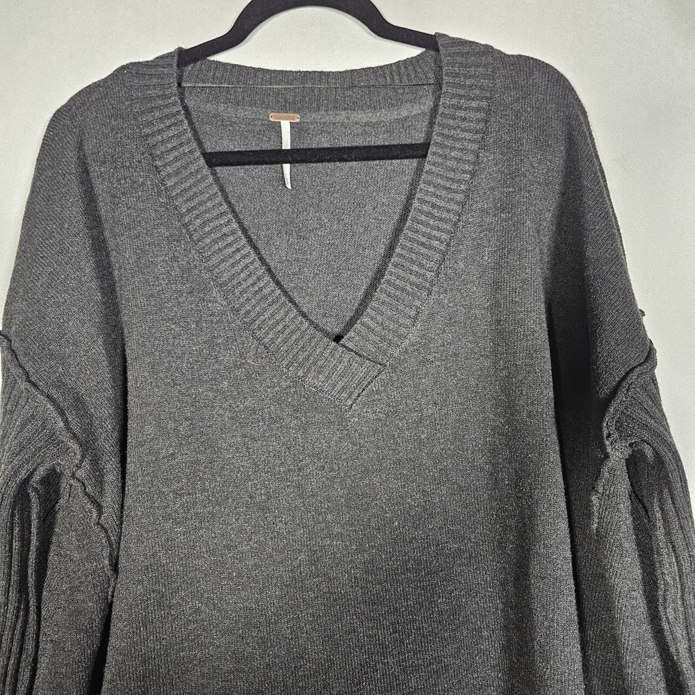 Free Purple Sweater M Orion A Line Tunic Oversized Ribbed Carbon Lagenlook Boho - Picture 7 of 10